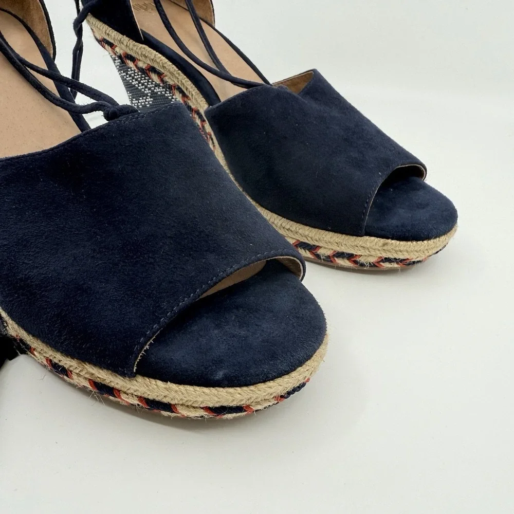 NEW CABI ISLA SUEDE WEDGE ESPADRILLE AZTEC WOMEN 10 Ankle Tassel Nautical‎ 6001